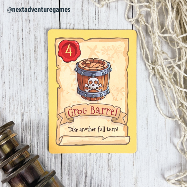 A card from the game on a white board table.